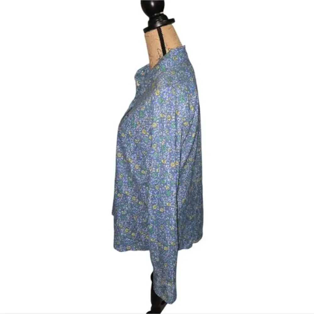J. Crew‎ Blue Yellow Ditsy Floral Button-Up Shirt Women's Size Medium
